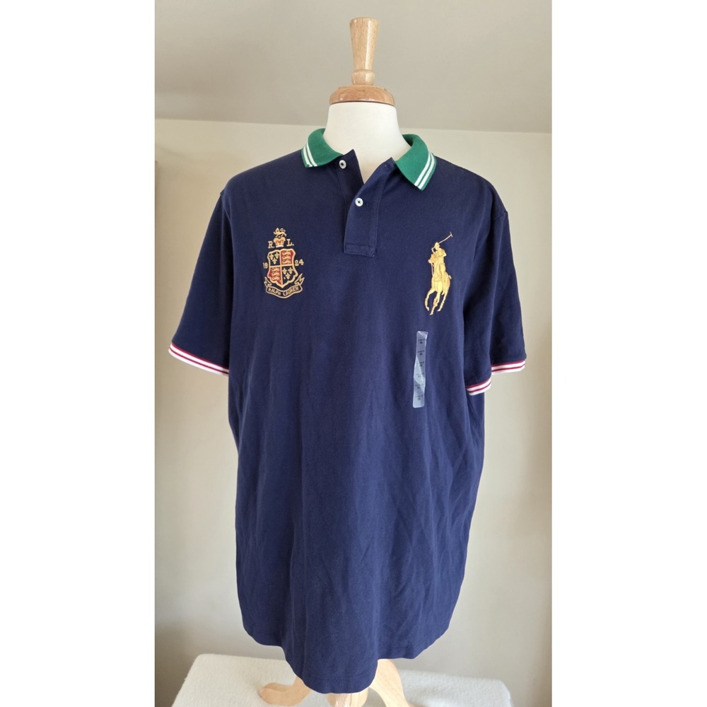 NWT Polo Ralph Lauren Big Pony And Crest Polo Navy Size Classic Fit 2XL
